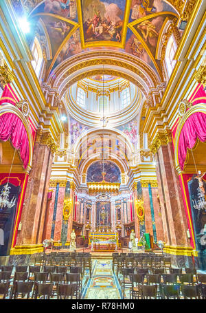 MDINA, MALTE - Juin 14, 2018 : Le bel intérieur de l'église St Paul, le principal monument de Mdina forteresse, le 14 juin à Mdina. Banque D'Images