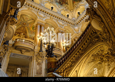 Grand escalier, Opéra Garnier, Paris, France Banque D'Images