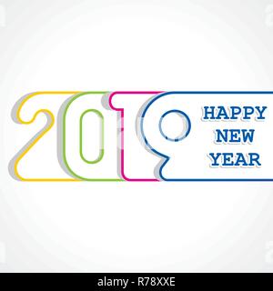 Bonne année 2019 avec un design créatif pour votre carte de voeux, invitation, flyers, affiches, brochures, bannières, calendrier Illustration de Vecteur
