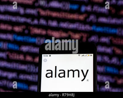 Alamy Stock photography logo de l'entreprise vu affichée sur téléphone intelligent. Banque D'Images