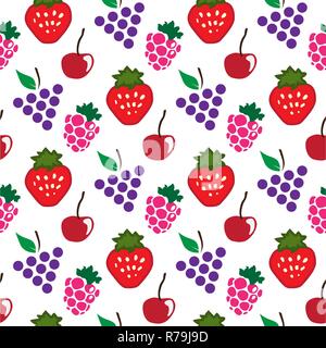 Abstract seamless blanc rouge raisin fraise framboise background Illustration de Vecteur