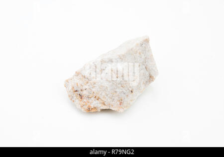 Rocher de grès quartz isolated over white Banque D'Images