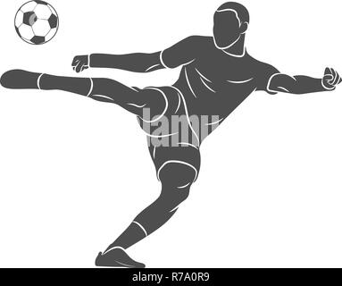 Le joueur de soccer Silhouette tir rapide une boule sur un fond blanc Illustration de Vecteur