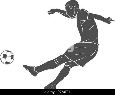 Le joueur de soccer Silhouette tir rapide une boule sur un fond blanc Illustration de Vecteur