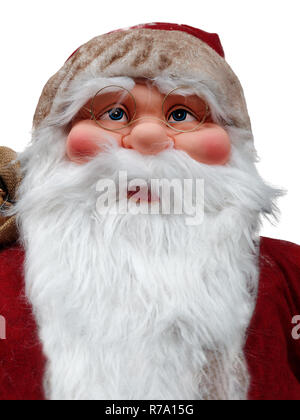 Le Père Noël portrait mannequin isolated on white Banque D'Images