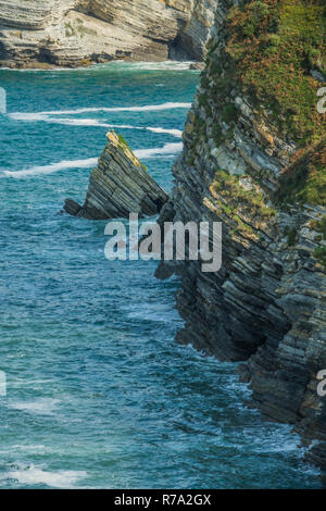 Détail de la côte des falaises, Bizkaia, Pays Basque Banque D'Images