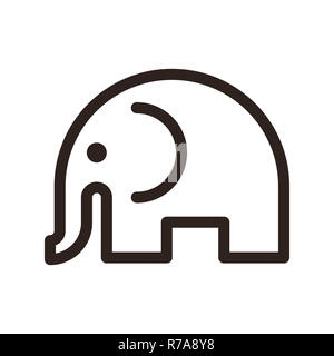 Signe de l'éléphant isolé sur fond blanc Banque D'Images