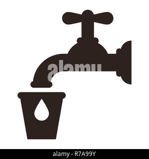 L'icône d'un robinet d'eau isolé sur fond blanc Banque D'Images