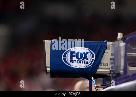 Indianapolis, IN, USA. 1er décembre 2018. Une vue détaillée d'une diffusion de Fox Sports caméra dans la Big Ten 2018 Championnat de jeu entre le nord-ouest et les Wildcats Ohio State Buckeyes sur Décembre 01, 2018 au Lucas Oil Stadium à Indianapolis, IN. Adam Lacy/CSM/Alamy Live News Banque D'Images