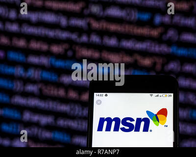 Kiev, Ukraine. 7 Décembre, 2018. Logo du portail MSN vu affichée sur téléphone intelligent. Crédit : Igor Golovniov SOPA/Images/ZUMA/Alamy Fil Live News Banque D'Images