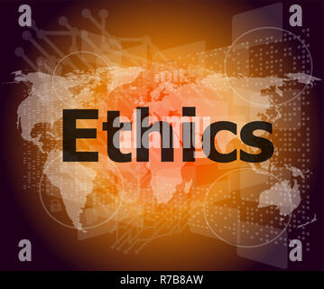 Mot de l'éthique sur l'écran tactile numérique Banque D'Images