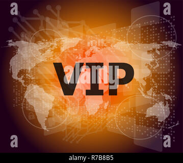 Mots sur l'écran vip numérique, concept d'entreprise Banque D'Images
