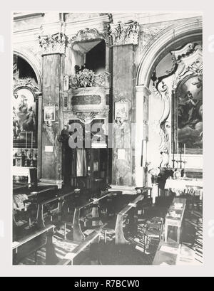 Latium Rieti Rieti S. Ruffo, c'est mon l'Italie, l'Italie Pays de l'histoire visuelle, de l'architecture médiévale architecture, sculpture, peinture, décoration en stuc. L'église a été construite en 1141, mais a été complètement restructuré en 1746, avec une façade baroque en marbre et stuc doré et l'intérieur. Dans une chapelle latérale est la peinture de l'Ange Gardien, attribué à Giovanni Antonio Galli appelé lo Spadarino. Banque D'Images