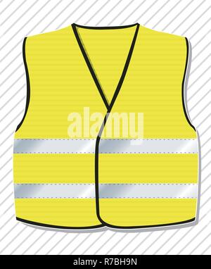 Symbole du mouvement de contestation contre le gouvernement français, jaune. Robe jaune avec bandes réfléchissantes. Veste de travail sur les chantiers de construction Illustration de Vecteur