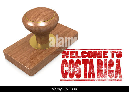 Timbres en caoutchouc rouge avec bienvenue au Costa Rica Banque D'Images