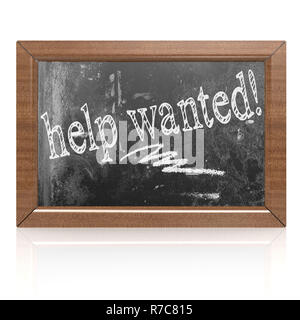 Help Wanted texte écrit sur le tableau noir Banque D'Images