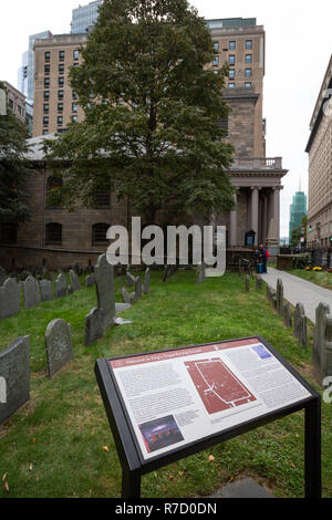 King's Chapel Burying Ground sur le Freedom Trail de Boston, MA, USA Banque D'Images