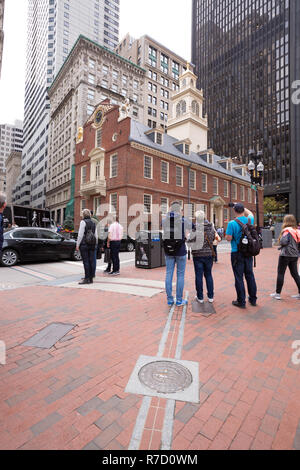 Old State House sur le Freedom Trail à Boston, MA Banque D'Images