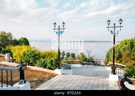 Amour et Riverside Park à Khabarovsk, Russie Banque D'Images