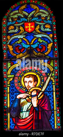 Martyr Saint Victor Marseille Vitraux Baptistère de Saint-Jean Cathédrale Piazza del Miracoli Pisa Toscane Italie. Achevé en 1363. Christian o Banque D'Images