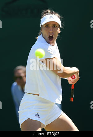 Joueur allemand Andrea Petkovic en action à Wimbledon, Londres, Grande-Bretagne, Royaume-Uni. Banque D'Images