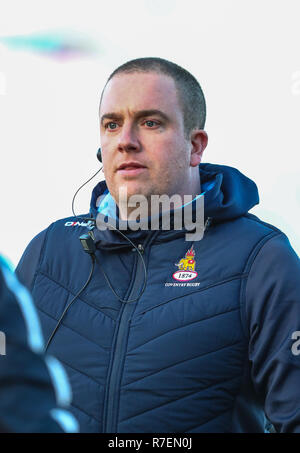 Coventry, Royaume-Uni. 8 décembre 2018. Coventrys Directeur de Rugby durant le championnat d'hiver Rowland Cup match joué entre Coventry rfc et Doncaster Knights rfc au Butts Park Arena, Coventry. Credit : Phil Hutchinson/Alamy Live News Banque D'Images