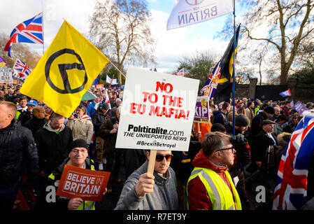 Brexit trahison de mars. Les manifestants font preuve à ce qu'ils considèrent comme une trahison par le gouvernement britannique à ne pas suivre à travers avec la sortie de l'UE dans sa totalité après le référendum. Mafia UE placard Banque D'Images