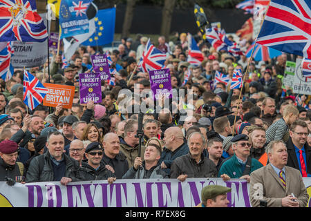 Tommy Robinson (photo) et des anciens combattants à la tête d'une trahison de l'UKIP Brexit - Brexit signifie quitter Mars à central London à Westminster. Banque D'Images