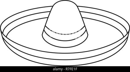 Art ligne sombrero noir et blanc Illustration de Vecteur