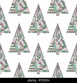 Vecteur d'arbres de Noël motif transparent. Bonne année historique en style moderne. Hiver noël vacances la texture de surface design, textile, emballage Illustration de Vecteur