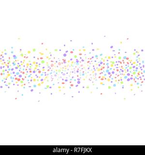 Rubans colorés de fête confettis sur fond blanc pour partie de l'affiche carte postale de vacances Carnaval site d'anniversaire. Vector illustration Illustration de Vecteur