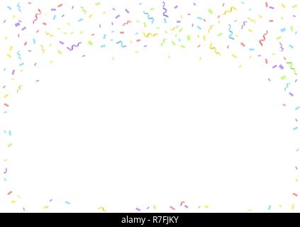 Rubans colorés de fête confettis sur fond blanc pour partie de l'affiche carte postale de vacances Carnaval site d'anniversaire. Vector illustration Illustration de Vecteur