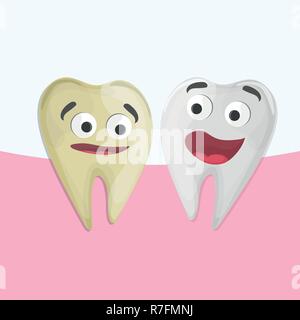 Blanchiment des dents professionnel, en bonne santé et des dents jaunes, vector illustration Illustration de Vecteur