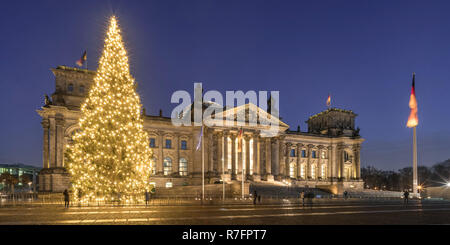 Arbre de Noël devant le Reichstag, Berlin Banque D'Images