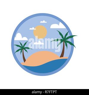 Palmiers Plage circulaire Tour Travel Island Vector Illustration Graphic Design Illustration de Vecteur