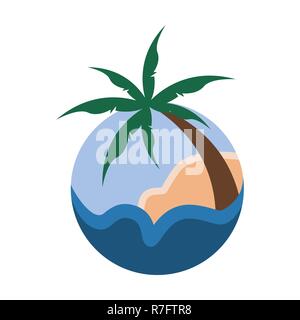 Palmiers signe circulaire Tropical Island Voyage Vector Illustration Graphic Illustration de Vecteur