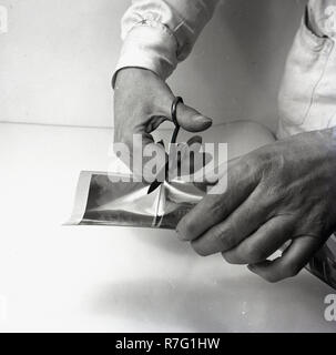 Années 1950, la photographie du film, historique, de couper une bande de film photographique négatifs après le film a été développé. chemcially Une valeur négative correspond à une image sur une bande de feuille de film plastique transparent dans lequel les lighest zones du sujet photographié apparaissent plus sombres et les zones les plus sombres apparaissent le plus léger. Banque D'Images