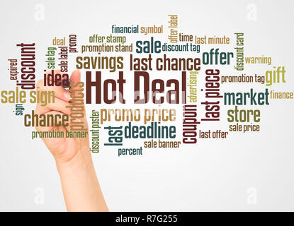 Hot Deal word cloud et part avec le concept sur fond blanc. Banque D'Images