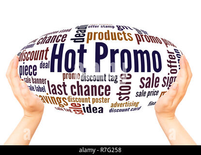 Sex Promo Nuage de mots main concept de sphère sur fond blanc. Banque D'Images