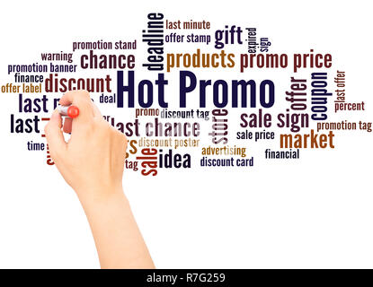 Sex Promo Nuage de mots la main concept sur fond blanc. Banque D'Images