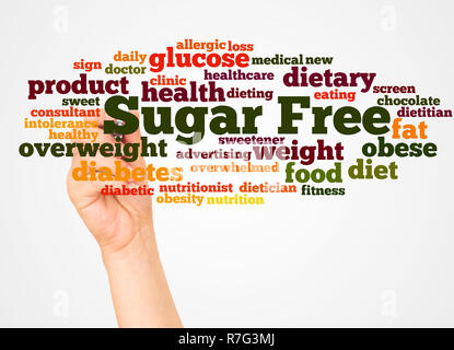 Nuage de mots sans sucre et part avec le concept sur fond blanc. Banque D'Images