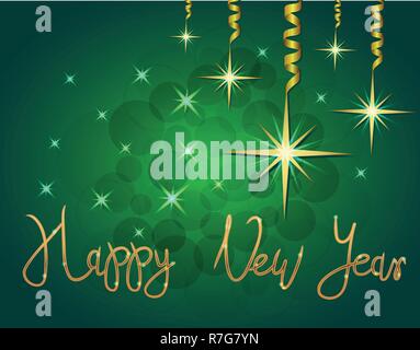 Illustration brillante des étoiles et scintille sur fond vert Illustration de Vecteur