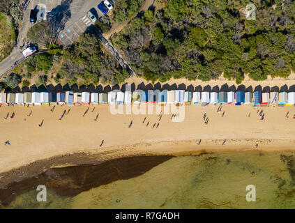 Vue aérienne de haut en bas, de Brighton, à Melbourne Les boîtes de baignade Banque D'Images