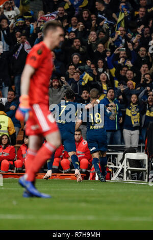 Madrid, Espagne. 9 décembre 2018. 9 décembre 2018, Santiago Bernabeu, Madrid, Espagne ; final Copa Libertadores, deuxième étape, River Plate et Boca Juniors ; Dario Benedetto (Boca Juniors) célèbre son but qui a 0-1 Credit : Action Plus Sport Images/Alamy Live News Banque D'Images