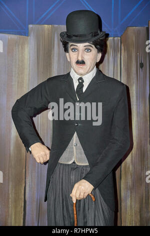 Montréal, Canada - le 23 septembre 2018 : Sir Charles Chaplin, acteur comique, cinéaste et compositeur. Musée de Cire Grévin à Montréal, Québec, Canada Banque D'Images