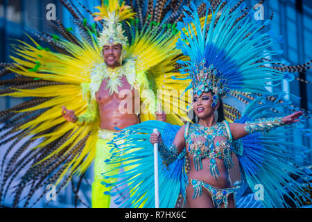 TOKYO - 25 Août : Les participants au carnaval de samba d'Asakusa à Tokyo au Japon le 25 août 2018. L'Asakusa samba carnival est le plus grand du genre en Banque D'Images