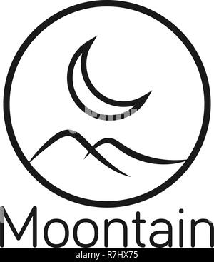 Lune et la montagne logo design template vector Illustration de Vecteur