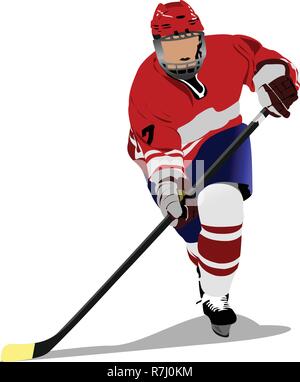 Joueur de hockey sur glace. Illustration Vecteur de couleur pour les concepteurs Illustration de Vecteur