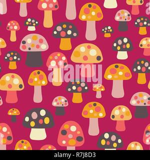 Champignons vecteur fond rose motif transparent Illustration de Vecteur