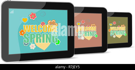 Bienvenue au printemps mots sur holiday card Banque D'Images